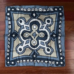 Vintage Vera Neuman Silk Scarf Blue Gray Geometric MCM Mod Design 20” Square